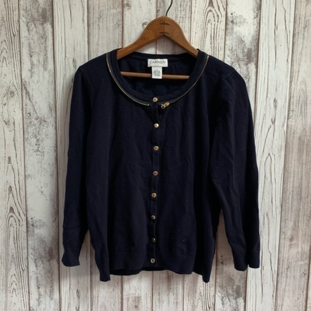 Carmen Marc Valvo blue sweater size large